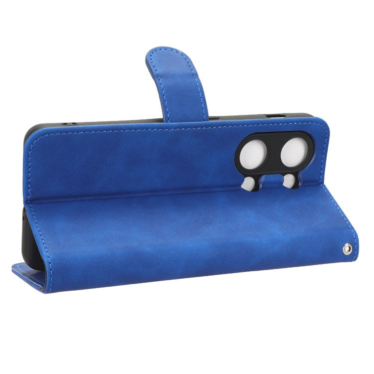 For OnePlus Nord 3 5G / Ace 2V PU Leather Flip Folio Wallet Case Stand Feature Skin-touch Shockproof Cell Phone Cover - Blue