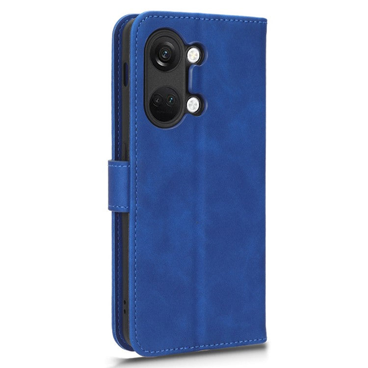 For OnePlus Nord 3 5G / Ace 2V PU Leather Flip Folio Wallet Case Stand Feature Skin-touch Shockproof Cell Phone Cover - Blue