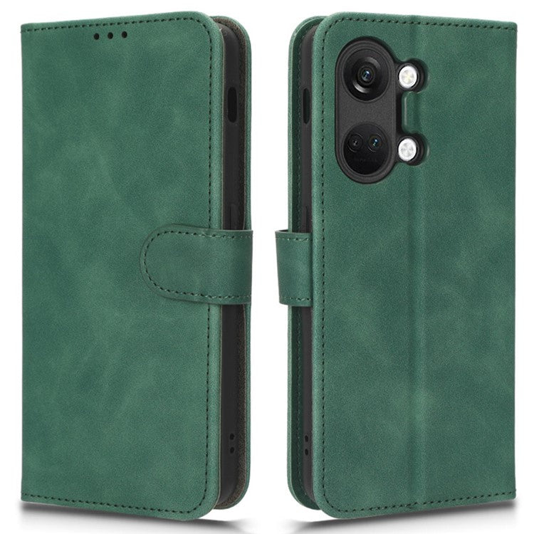 For OnePlus Nord 3 5G / Ace 2V PU Leather Flip Folio Wallet Case Stand Feature Skin-touch Shockproof Cell Phone Cover - Green