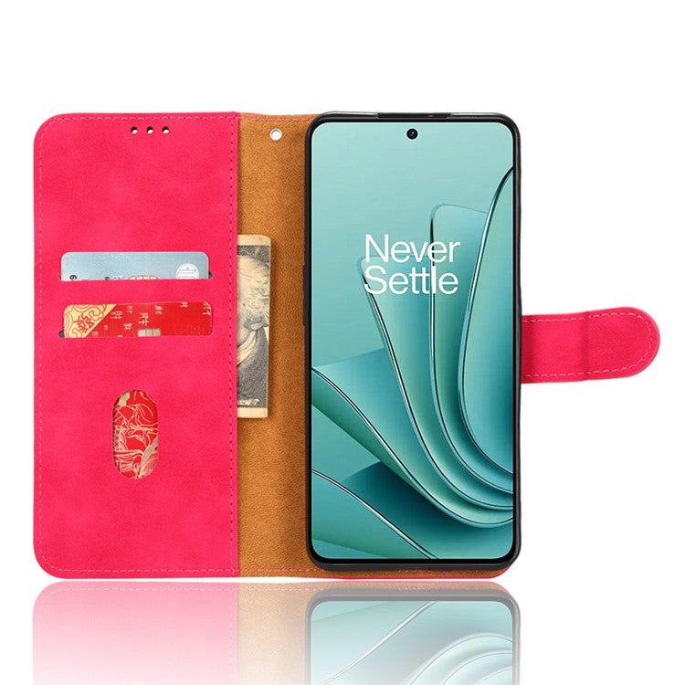 For OnePlus Nord 3 5G / Ace 2V PU Leather Flip Folio Wallet Case Stand Feature Skin-touch Shockproof Cell Phone Cover - Rose