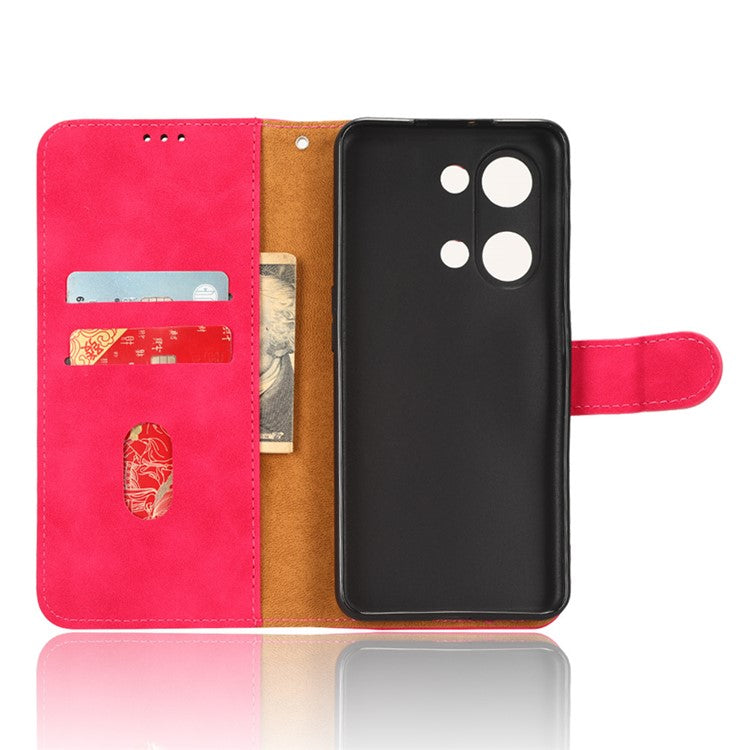 For OnePlus Nord 3 5G / Ace 2V PU Leather Flip Folio Wallet Case Stand Feature Skin-touch Shockproof Cell Phone Cover - Rose