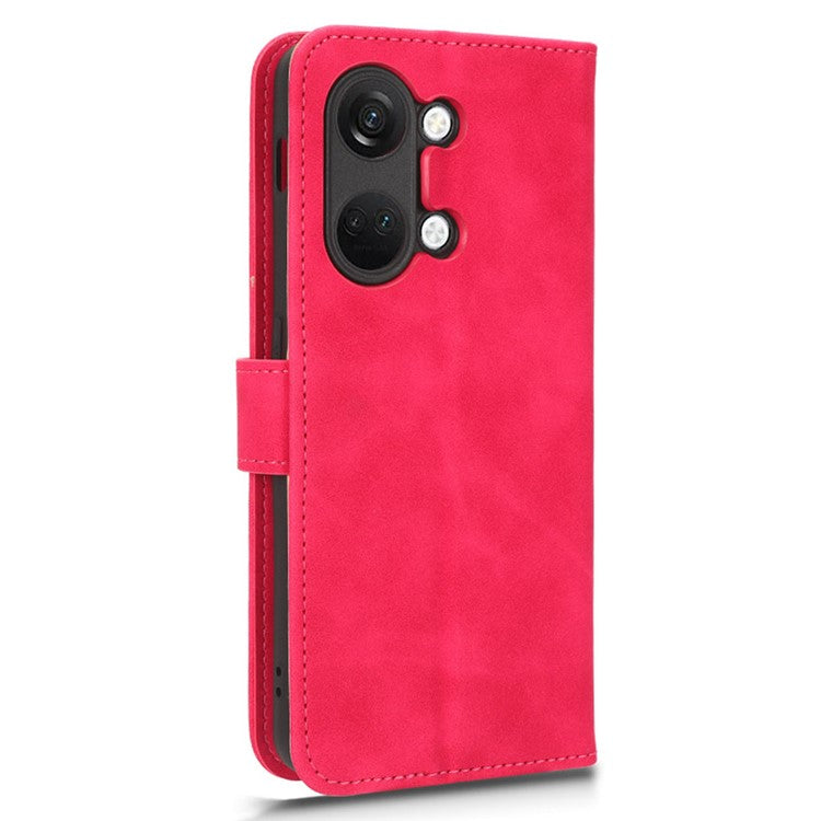 For OnePlus Nord 3 5G / Ace 2V PU Leather Flip Folio Wallet Case Stand Feature Skin-touch Shockproof Cell Phone Cover - Rose