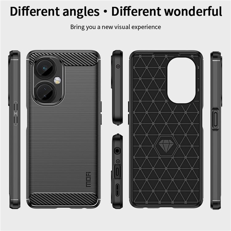 MOFI JK TPU Series-1 for OnePlus Nord CE 3 Lite 5G / Nord N30 5G TPU Cover Carbon Fiber Brushed Phone Shell - Black