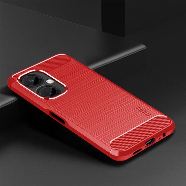 MOFI JK TPU Series-1 for OnePlus Nord CE 3 Lite 5G / Nord N30 5G TPU Cover Carbon Fiber Brushed Phone Shell - Red