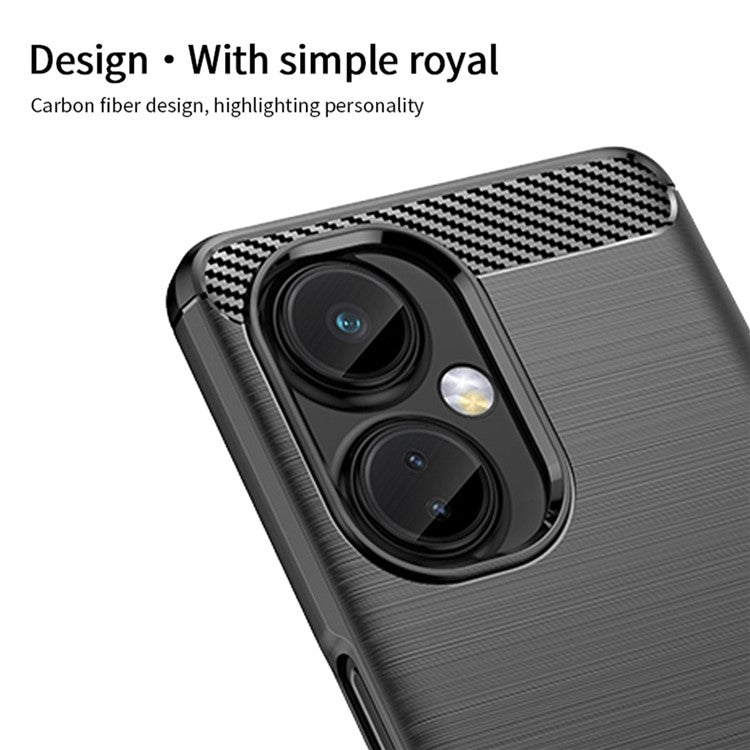 MOFI JK TPU Series-1 for OnePlus Nord CE 3 Lite 5G / Nord N30 5G TPU Cover Carbon Fiber Brushed Phone Shell - Red