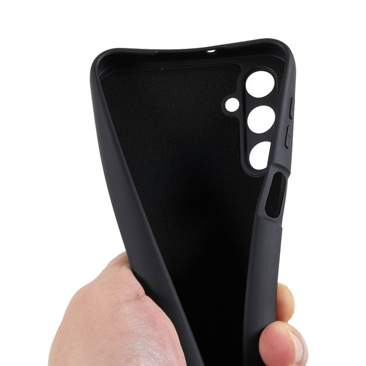 For Samsung Galaxy A24 4G (162.1 x 77.6 x 8.3mm) Precise Cutout Soft TPU Phone Case 2.0mm Liquid Silicone Texture Arc Edge Anti-drop Cover - Black
