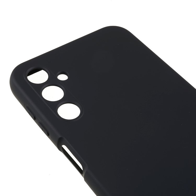 For Samsung Galaxy A24 4G (162.1 x 77.6 x 8.3mm) Precise Cutout Soft TPU Phone Case 2.0mm Liquid Silicone Texture Arc Edge Anti-drop Cover - Black