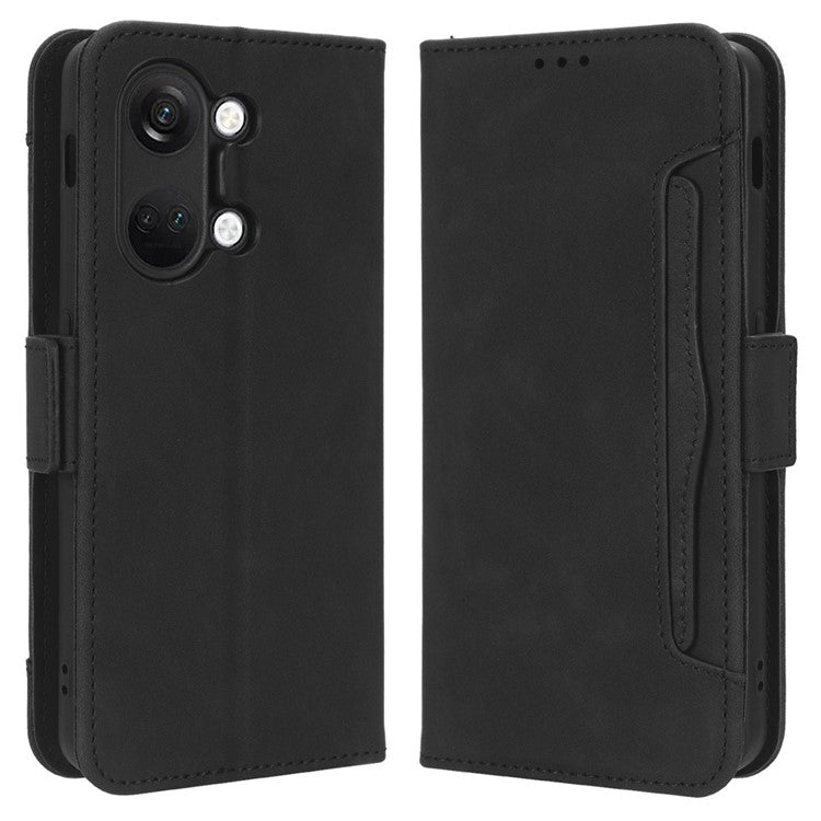 For OnePlus Nord 3 5G / Ace 2V Phone Leather Case Multiple Card Slots Phone Cover with Wallet Stand - Black