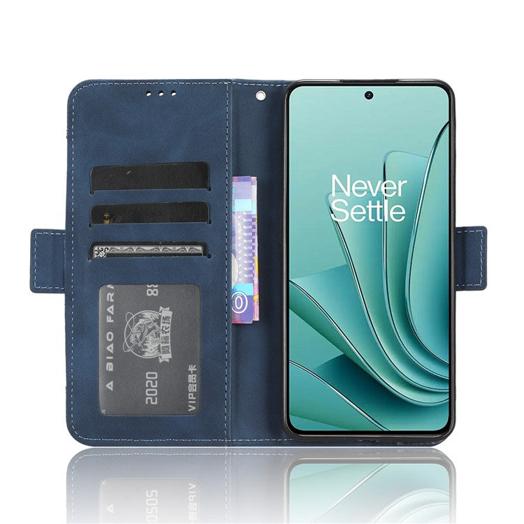 For OnePlus Nord 3 5G / Ace 2V Phone Leather Case Multiple Card Slots Phone Cover with Wallet Stand - Blue