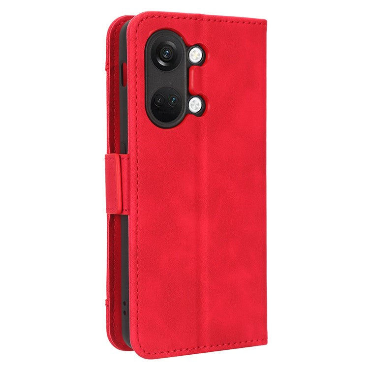 For OnePlus Nord 3 5G / Ace 2V Phone Leather Case Multiple Card Slots Phone Cover with Wallet Stand - Red