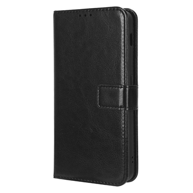 For OnePlus Nord 3 5G / Ace 2V Cell Phone Case Wallet Stand Crazy Horse Texture Leather Phone Cover - Black