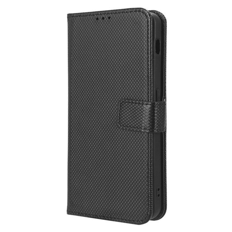 For OnePlus Nord 3 5G / Ace 2V Stand Wallet Phone Case Diamond Texture Leather Smartphone Cover - Black