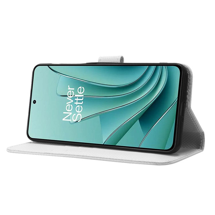 For OnePlus Nord 3 5G / Ace 2V Stand Wallet Phone Case Diamond Texture Leather Smartphone Cover - White
