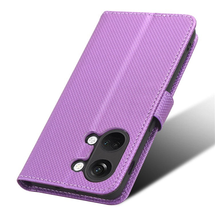 For OnePlus Nord 3 5G / Ace 2V Stand Wallet Phone Case Diamond Texture Leather Smartphone Cover - Purple