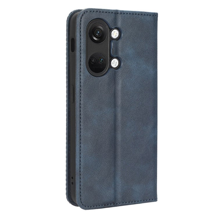 For OnePlus Nord 3 5G / Ace 2V Retro Phone Case PU Leather+TPU Phone Cover with Wallet Stand - Blue