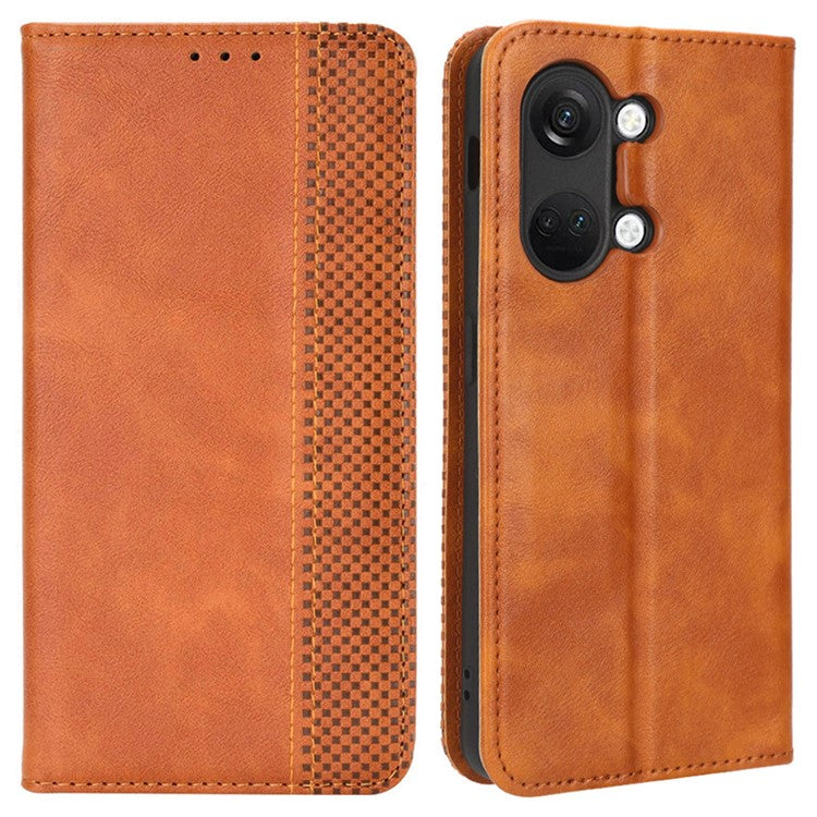 For OnePlus Nord 3 5G / Ace 2V Retro Phone Case PU Leather+TPU Phone Cover with Wallet Stand - Brown