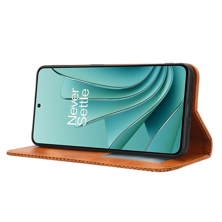 For OnePlus Nord 3 5G / Ace 2V Retro Phone Case PU Leather+TPU Phone Cover with Wallet Stand - Brown