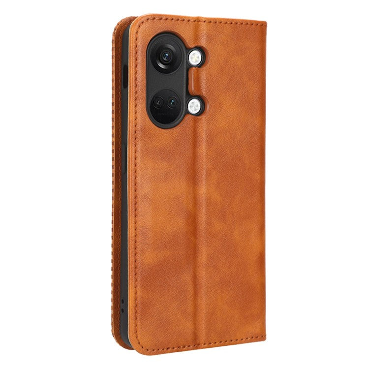For OnePlus Nord 3 5G / Ace 2V Retro Phone Case PU Leather+TPU Phone Cover with Wallet Stand - Brown