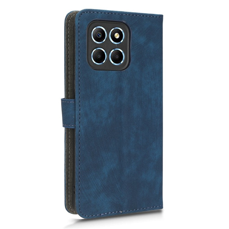 For Honor 70 Lite 5G / X6 4G / X8 5G / Play6C 4G Wallet Stand Leather Case RFID Blocking Phone Cover with Strap - Blue