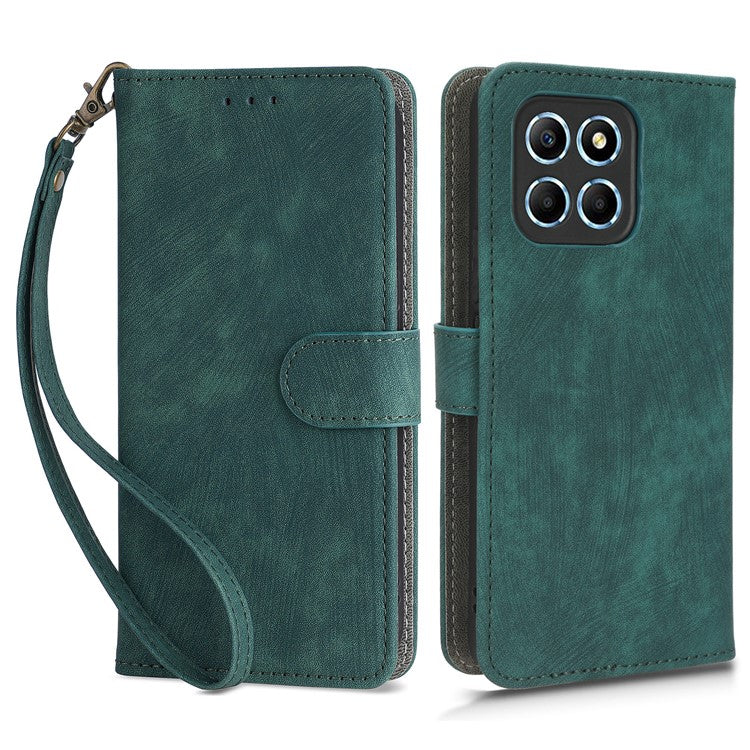 For Honor 70 Lite 5G / X6 4G / X8 5G / Play6C 4G Wallet Stand Leather Case RFID Blocking Phone Cover with Strap - Green