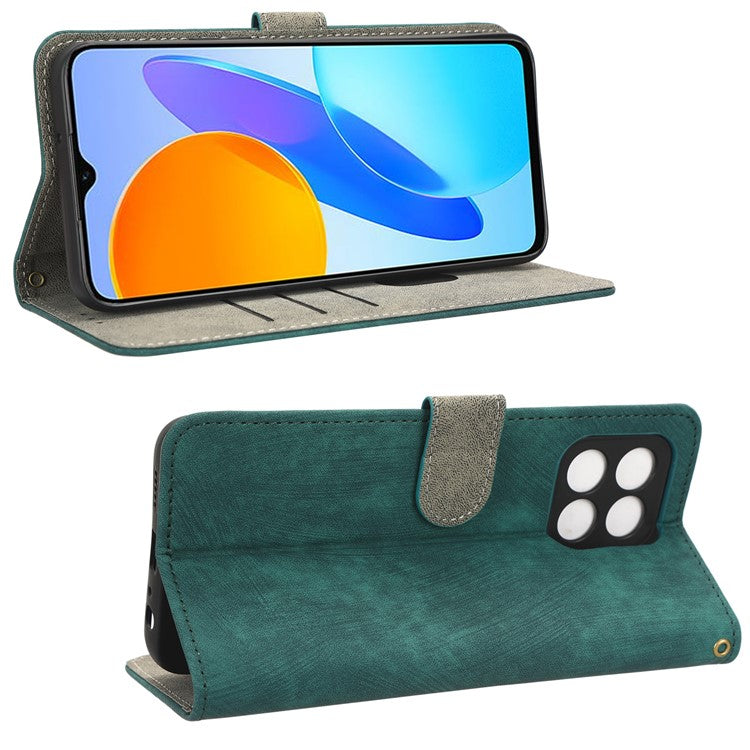 For Honor 70 Lite 5G / X6 4G / X8 5G / Play6C 4G Wallet Stand Leather Case RFID Blocking Phone Cover with Strap - Green