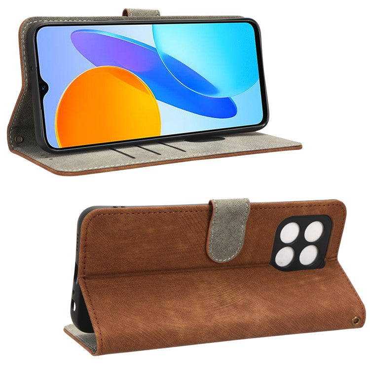 For Honor 70 Lite 5G / X6 4G / X8 5G / Play6C 4G Wallet Stand Leather Case RFID Blocking Phone Cover with Strap - Brown