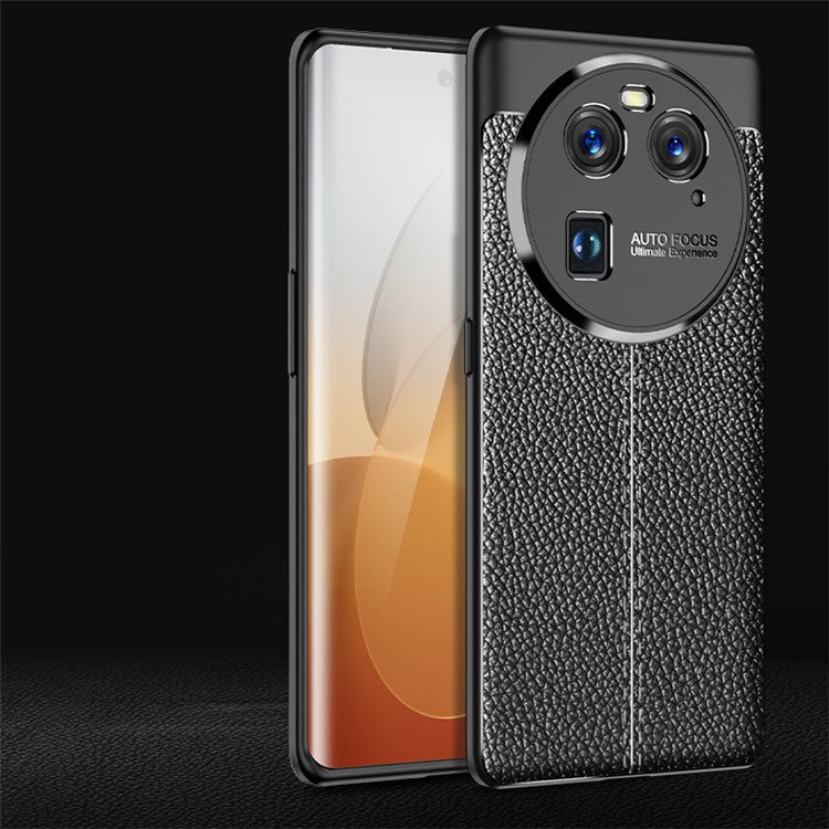Litchi Texture Phone TPU Case for Oppo Find X6 , Anti-scratch Phone Cover - Black
