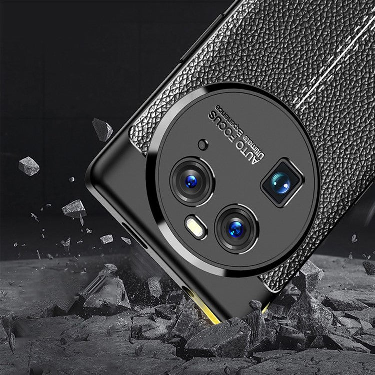 Litchi Texture Phone TPU Case for Oppo Find X6 , Anti-scratch Phone Cover - Black