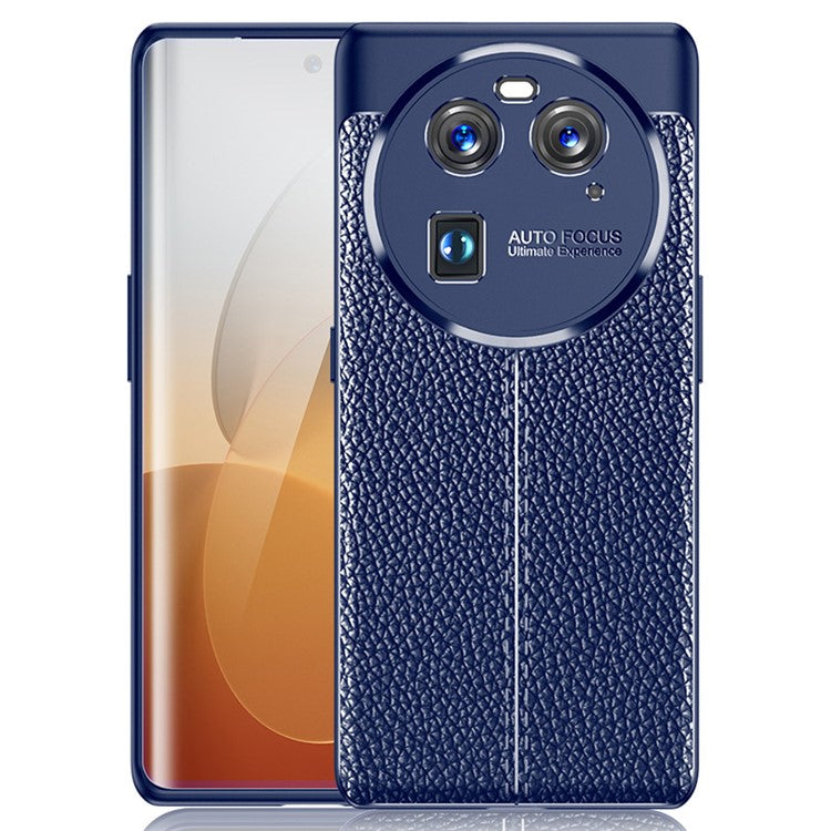 Litchi Texture Phone TPU Case for Oppo Find X6 , Anti-scratch Phone Cover - Blue