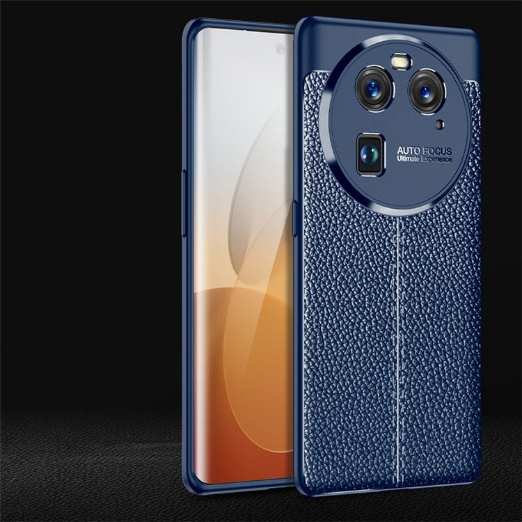 Litchi Texture Phone TPU Case for Oppo Find X6 , Anti-scratch Phone Cover - Blue