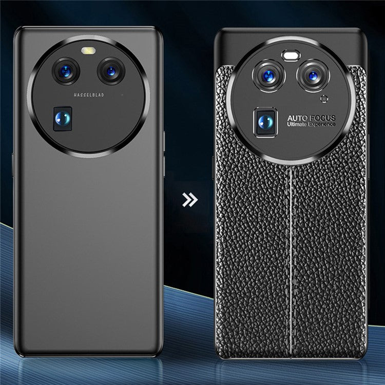 Litchi Texture Phone TPU Case for Oppo Find X6 , Anti-scratch Phone Cover - Blue