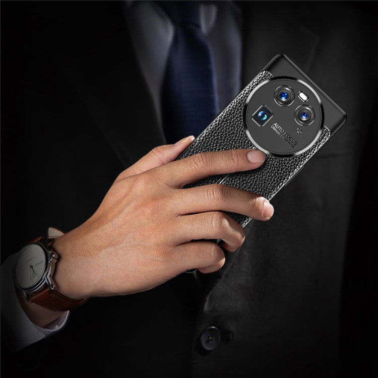 Litchi Texture Phone TPU Case for Oppo Find X6 , Anti-scratch Phone Cover - Blue