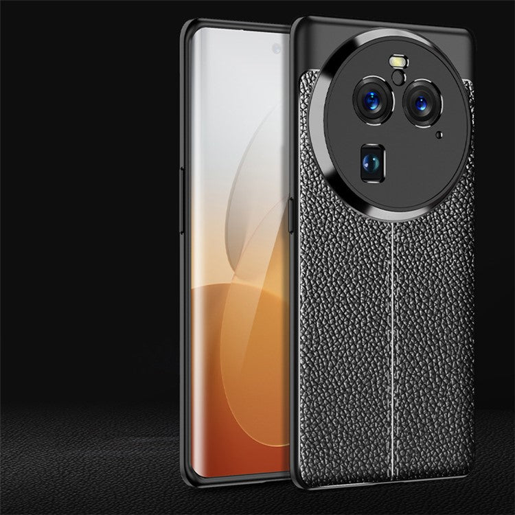 Soft TPU Phone Case for Oppo Find X6 Pro , Litchi Texture Protective Phone Cover - Black