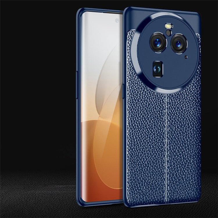 Soft TPU Phone Case for Oppo Find X6 Pro , Litchi Texture Protective Phone Cover - Blue