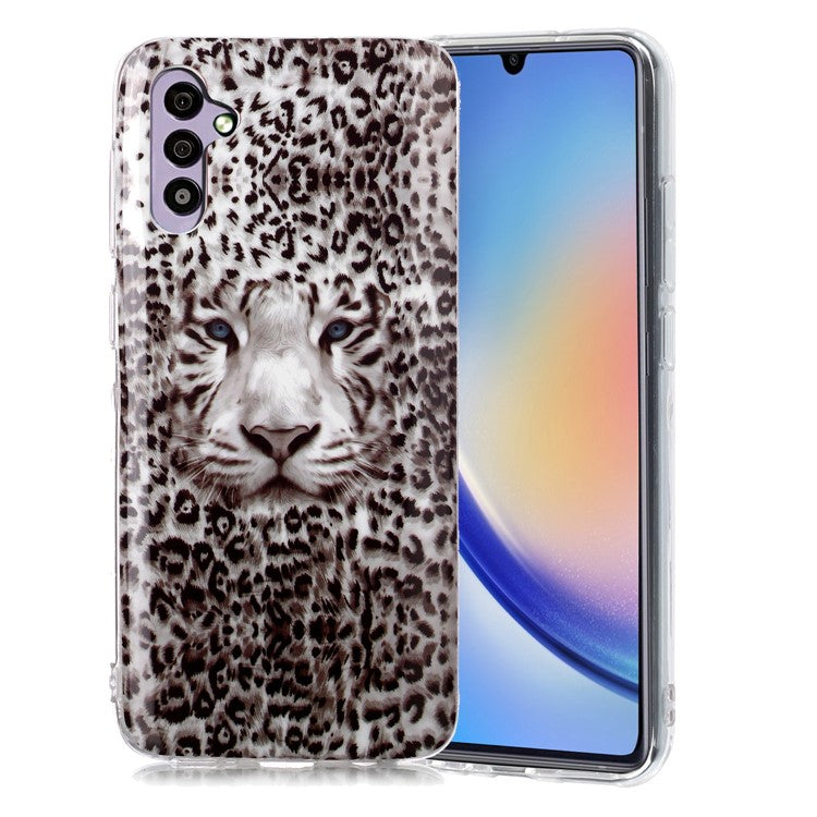 TPU Phone Cover for Samsung Galaxy A34 5G Case Luminous Patterned IMD Shockproof Case - Leopard Print Tiger