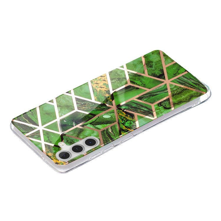 For Samsung Galaxy A54 5G IMD Pattern Phone Case Electroplating Soft TPU Mobile Phone Cover - Electroplated Green Marble