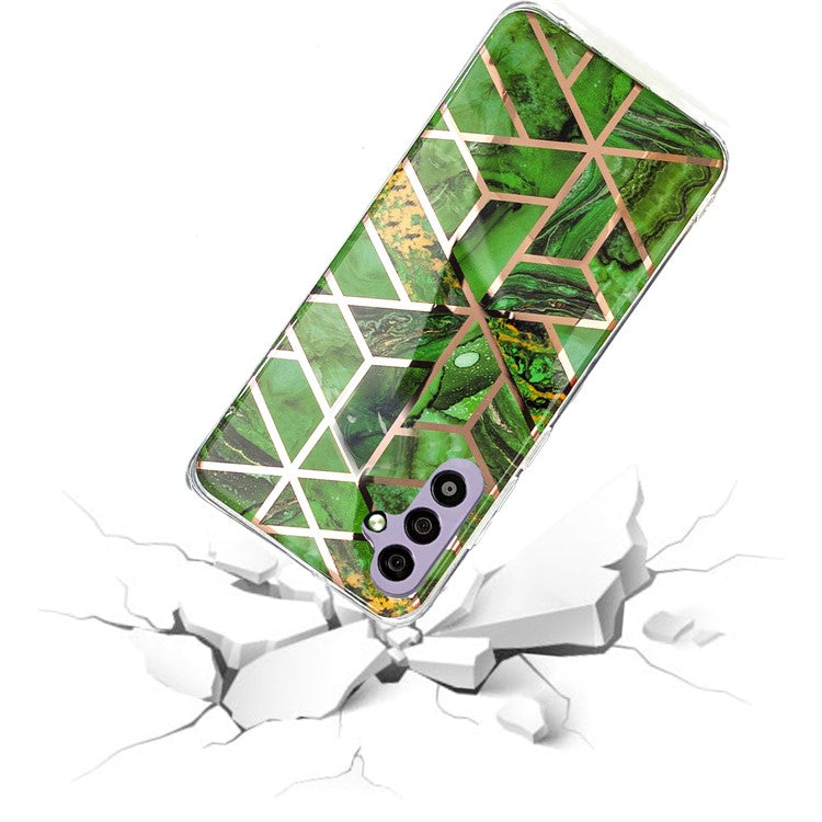 For Samsung Galaxy A34 5G Soft TPU Phone Case Electroplating Pattern IMD Cover - Electroplated Green Marble