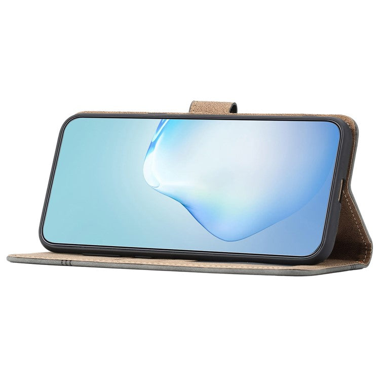 Phone Shell for Google Pixel 7 5G Imprinted Line Skin-touch PU Leather Wallet Stand Anti-drop Cover - Grey