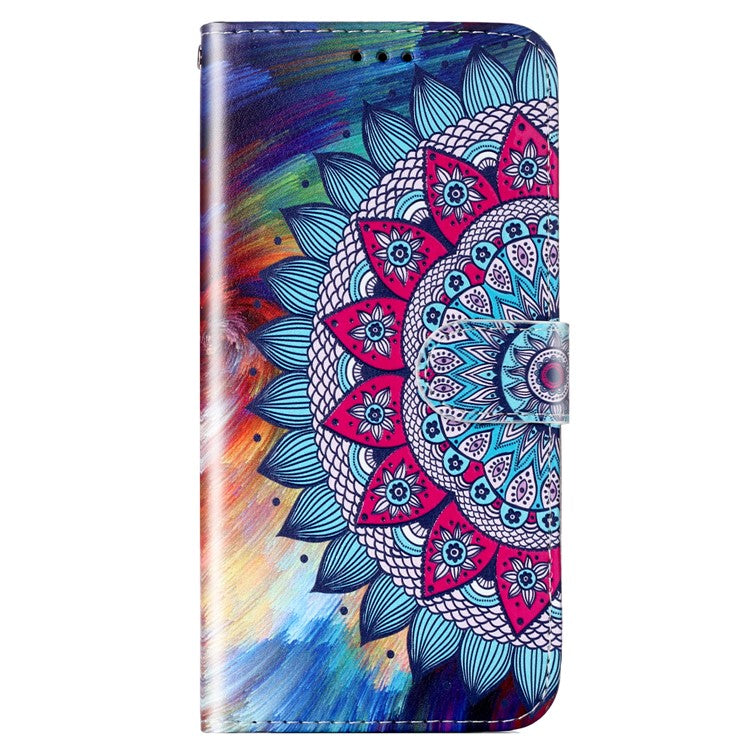 For Google Pixel 7a PU Leather Flip Phone Case Stand Pattern Printing Wallet Cover with Strap - Mandala Flower