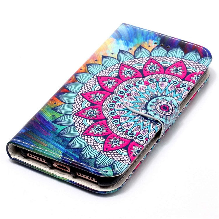 For Google Pixel 7a PU Leather Flip Phone Case Stand Pattern Printing Wallet Cover with Strap - Mandala Flower