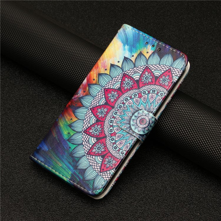 For Google Pixel 7a PU Leather Flip Phone Case Stand Pattern Printing Wallet Cover with Strap - Mandala Flower