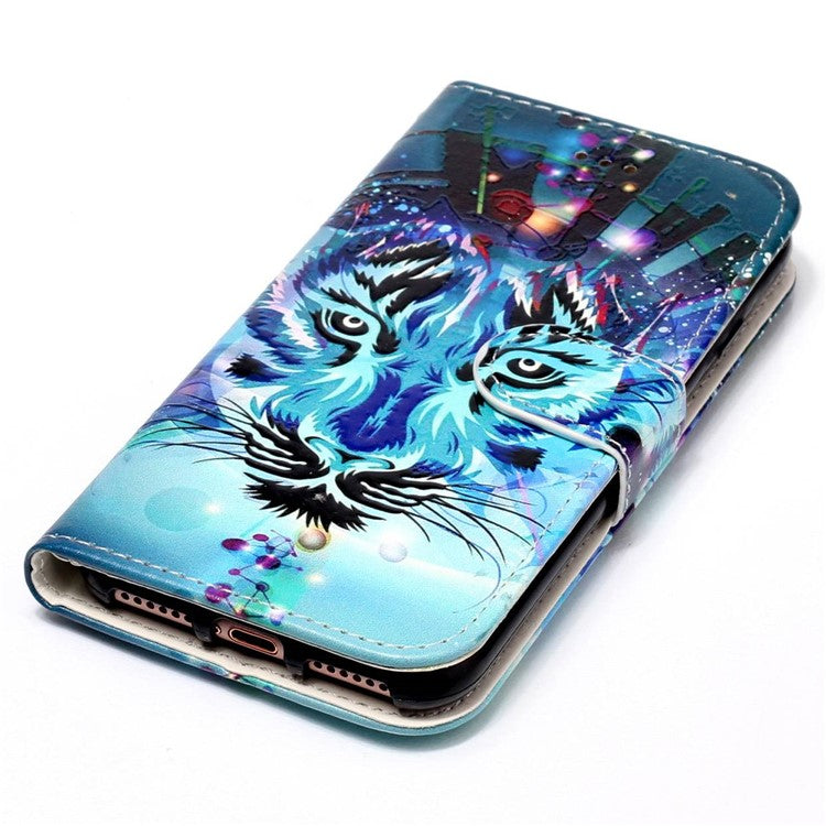 For Google Pixel 7a PU Leather Flip Phone Case Stand Pattern Printing Wallet Cover with Strap - Wolf