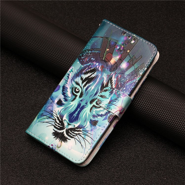 For Google Pixel 7a PU Leather Flip Phone Case Stand Pattern Printing Wallet Cover with Strap - Wolf