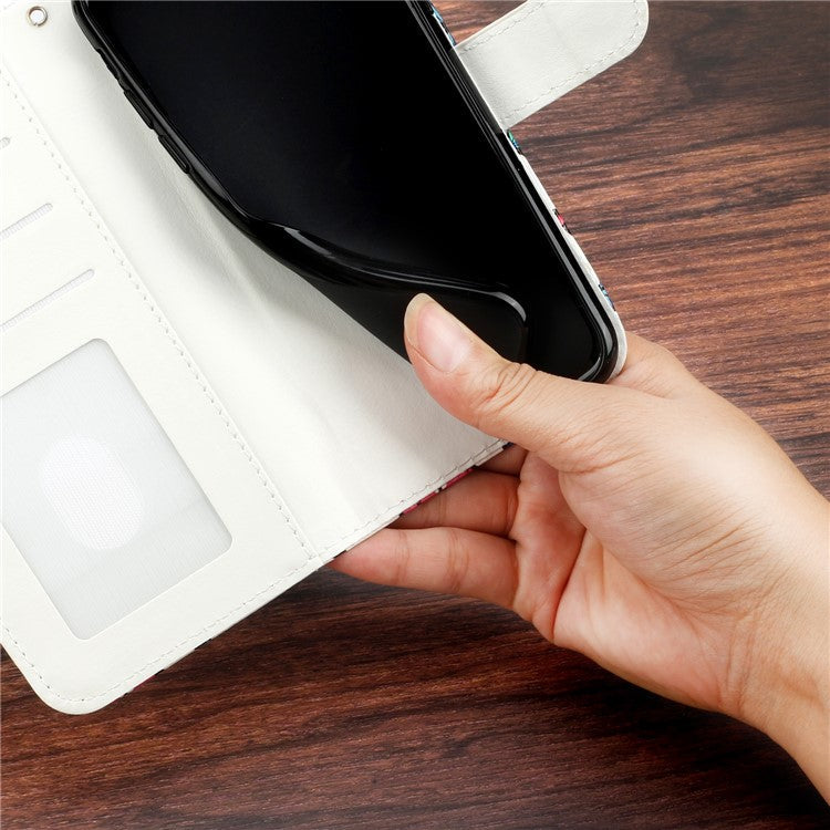 For Google Pixel 7a Wallet Phone Case PU Leather Pattern Printing Stand Phone Cover with Strap - Colorful Butterfly