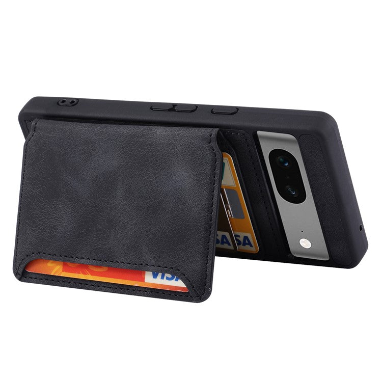 For Google Pixel 6a Leather Coated TPU Phone Case RFID Blocking Wallet Phone Kickstand Cover - Black