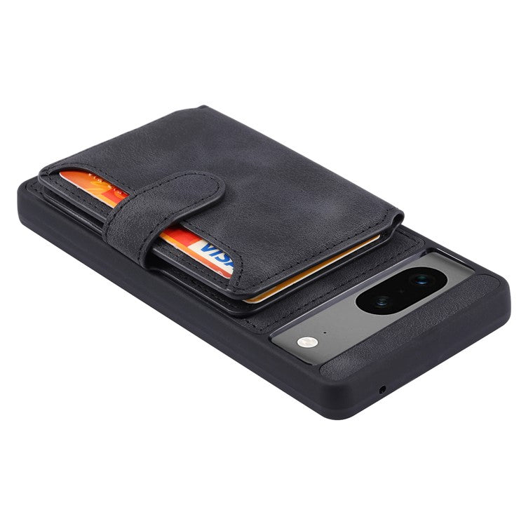For Google Pixel 6a Leather Coated TPU Phone Case RFID Blocking Wallet Phone Kickstand Cover - Black
