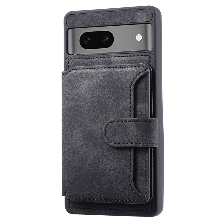 For Google Pixel 6a Leather Coated TPU Phone Case RFID Blocking Wallet Phone Kickstand Cover - Black