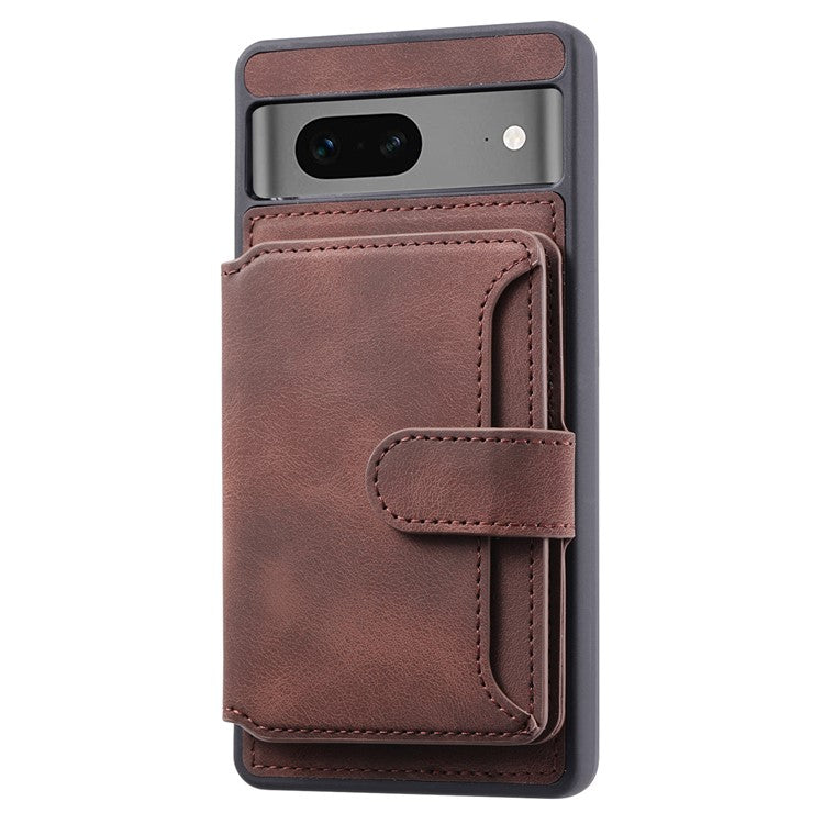 For Google Pixel 6a Leather Coated TPU Phone Case RFID Blocking Wallet Phone Kickstand Cover - Coffee
