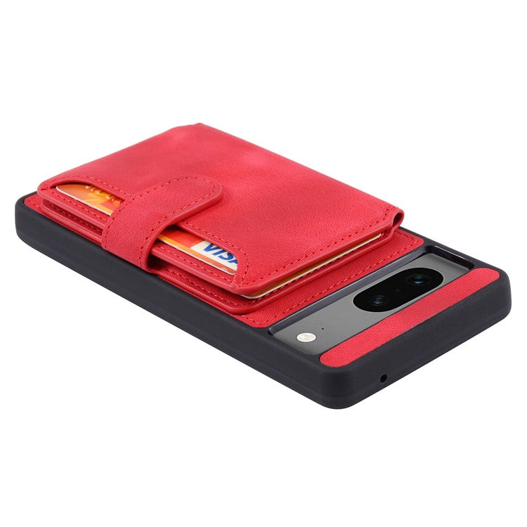 For Google Pixel 6a Leather Coated TPU Phone Case RFID Blocking Wallet Phone Kickstand Cover - Red