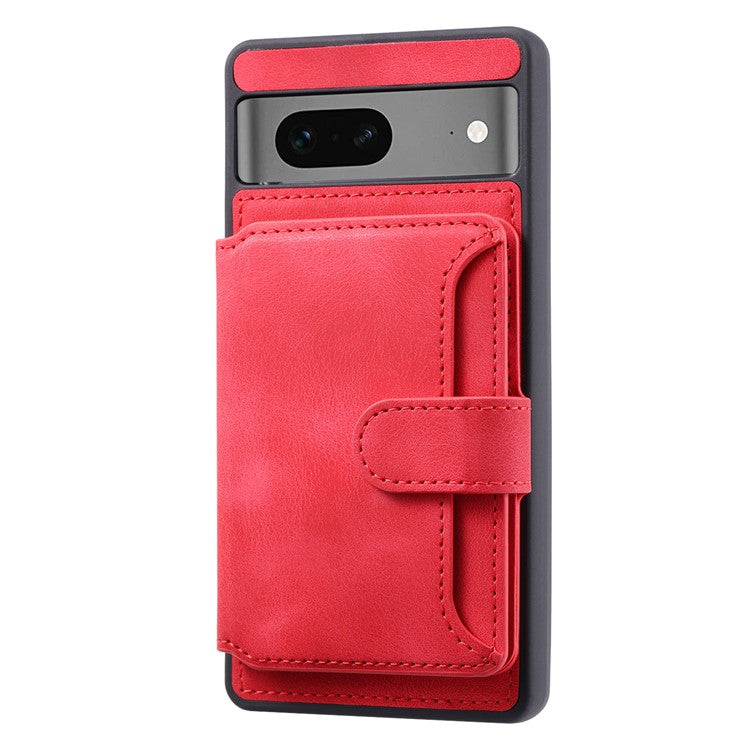For Google Pixel 6a Leather Coated TPU Phone Case RFID Blocking Wallet Phone Kickstand Cover - Red